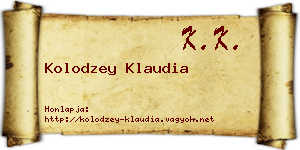 Kolodzey Klaudia névjegykártya
